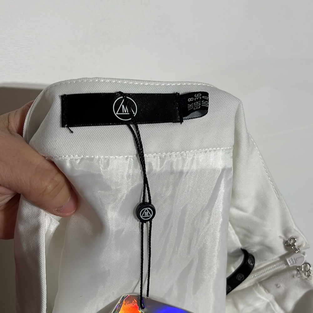 NEW Missguided Side Split A Line White Skirt Size 4 - Picture 7 of 7